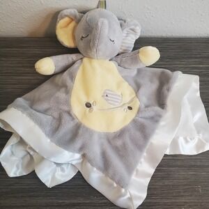 Douglas Baby Elephant Gray Bird Plush Lovey Satin Trim Security Blanket